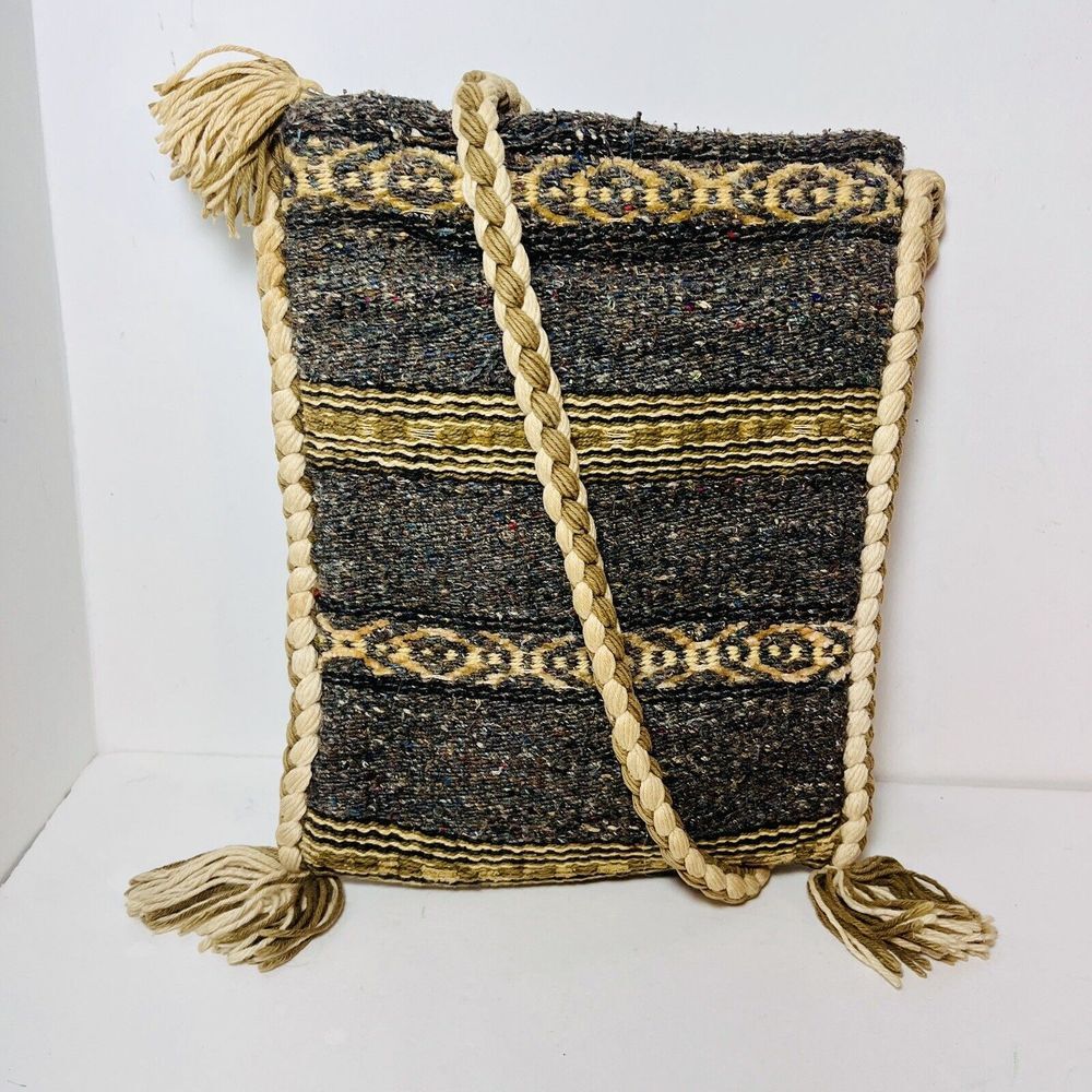 Handwoven Black & Cream Boho Crossbody Bag